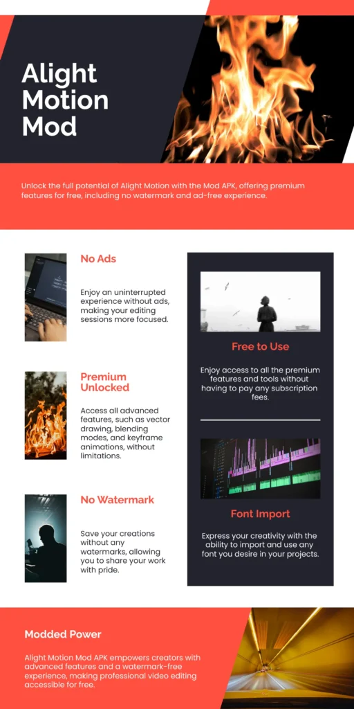 visual represnttion of premium features unlocked by using alight motion mod apk